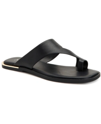 Alfani Women's Freddee Toe-ring Flat Sandals, Created For Macy's Women's Shoes In Black