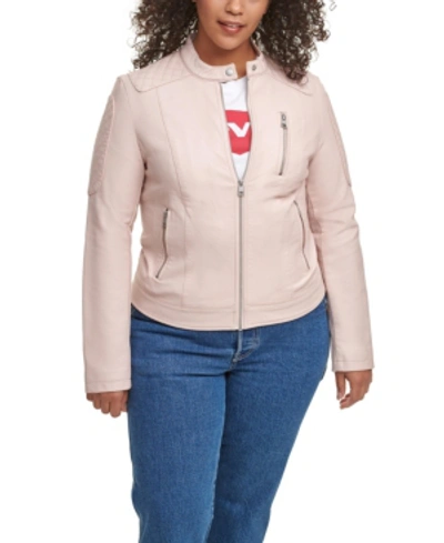 Levi's Plus Size Faux Leather Motocross Racer Jacket In Peach Blush