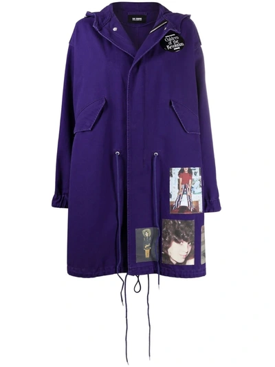 Raf Simons Appliqu -patch Hooded Cotton Parka - Atterley In Purple