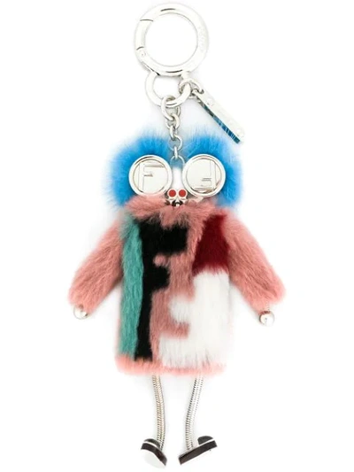 Fendi Teen Witch Mink/rabbit Fur Charm For Handbag In Opium+mlc+prosa