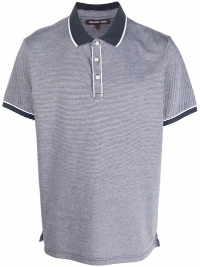 Michael Kors Tipped Texture Modern Fit Polo Shirt In Blue