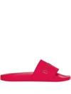 Burberry Furley Logo Flat Slide Sandals In Bright Red