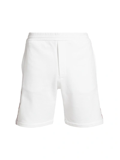 Alexander Mcqueen Mens White Mix Branded-tape Tapered Cotton-jersey Shorts M