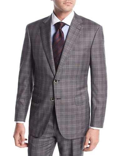 Brioni Plaid Wool Two-piece Suit In Gray