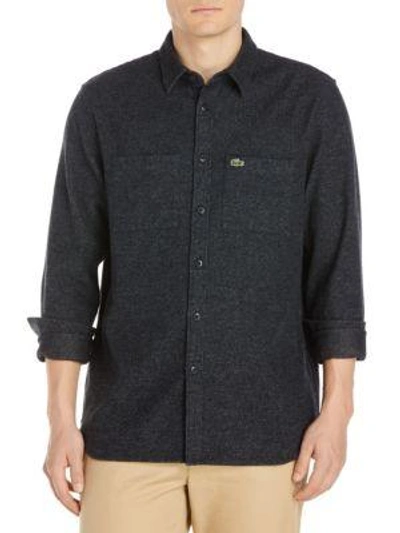 Lacoste Static Long Sleeve Button-down Shirt In Black