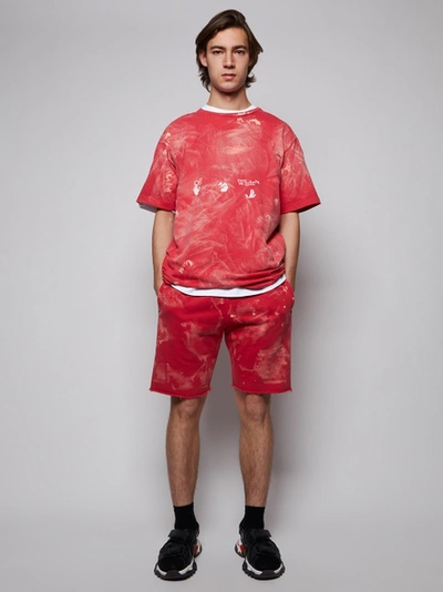 Off-white Vintage Bleach Sweat Shorts, Samba Red