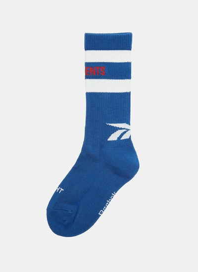 Vetements X Reebok Logo Branded Ribbed Tennis Socks In Blue