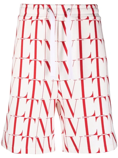 Valentino Vltn-print Track Shorts In White