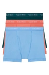 Calvin Klein 3-pack Boxer Briefs In Grey/ Teal/ Burgundy