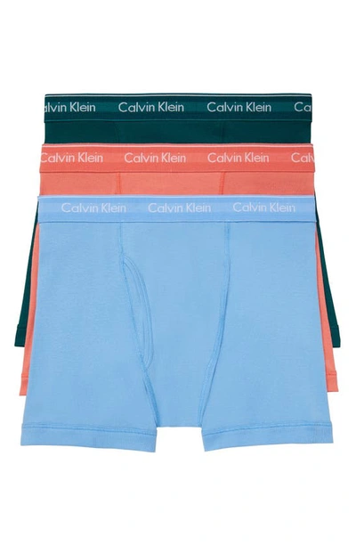 Calvin Klein 3-pack Boxer Briefs In Grey/ Teal/ Burgundy