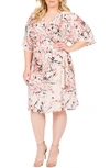 Standards & Practices Candice Georgette Wrap Dress In Floral Peach