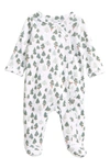 Nordstrom Baby Print Footie In White- Green Forest