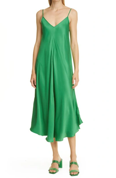 L Agence Lorraine Sleeveless Trapeze Midi Dress In Amazon Green