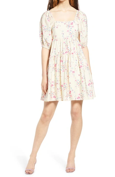 antik byld fejl Vero Moda Open Back Mini Smock Dress In Cream Floral-multi | ModeSens