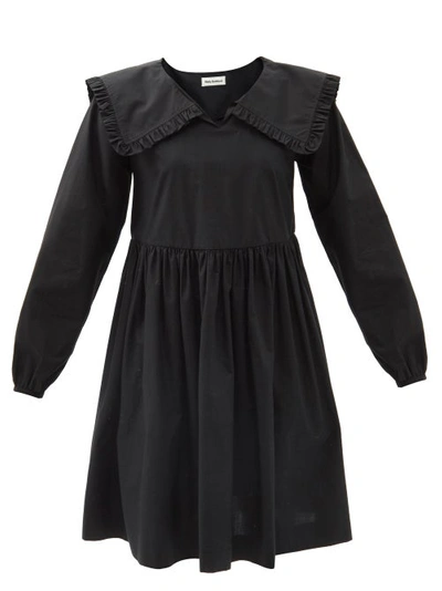 Molly Goddard Atlanta Frilled-collar Cotton-poplin Mini Dress In Black