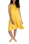 Emilia George Maternity Violette Sleeveless Flounce-hem Dress In Yellow