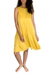 Emilia George Maternity Violette Sleeveless Flounce-hem Dress In Bright Yellow