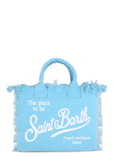Mc2 Saint Barth St. Barths Printed Frayed Tote Bag In Blue