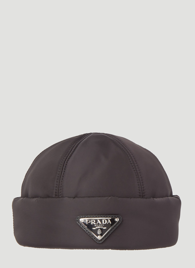 Prada Re-nylon Fitted Hat In Black