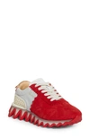 Christian Louboutin Men's Loubishark Flat Metallic Red Sole Runner Sneakers In Loubi/silver