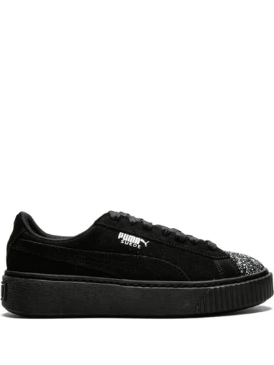 Puma Women's Suede Platform Crushed Gem Casual Sneakers From Finish Line In Black