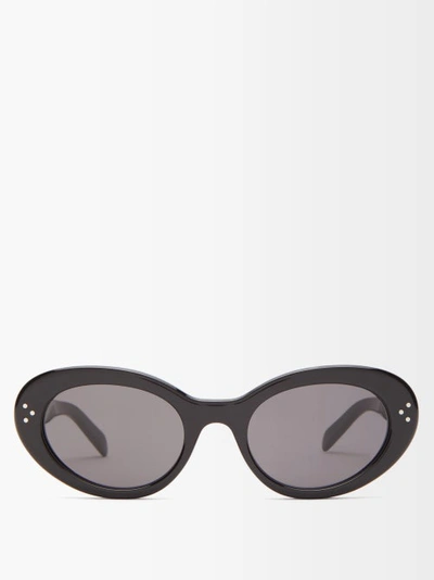 Celine Triomphe Oval-frame Acetate Sunglasses In Black