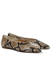 Aeyde Moa Snake-effect Leather Ballet Flats In Braun