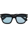 Amiri Engraved-logo Square Acetate Sunglasses In Black