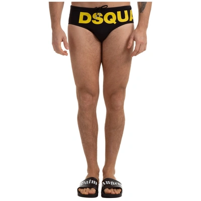Dsquared2 Logo Print Drawstring Swim Shorts In Black