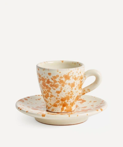 Hot Pottery Espresso Cup And Saucer Set Burnt Orange