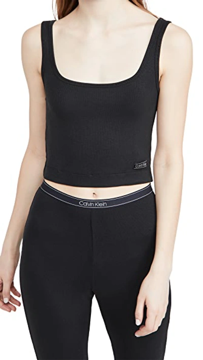 Calvin Klein Underwear Cropped Stretch-modal Jersey Tank In Black001