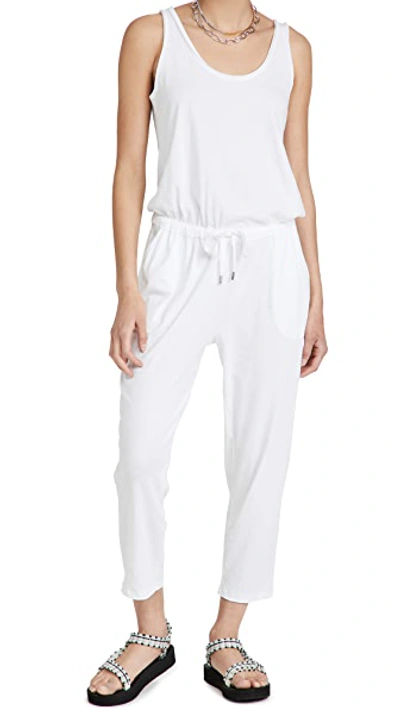 Atm Anthony Thomas Melillo High Torsion Jersey Tank Jumpsuit In White