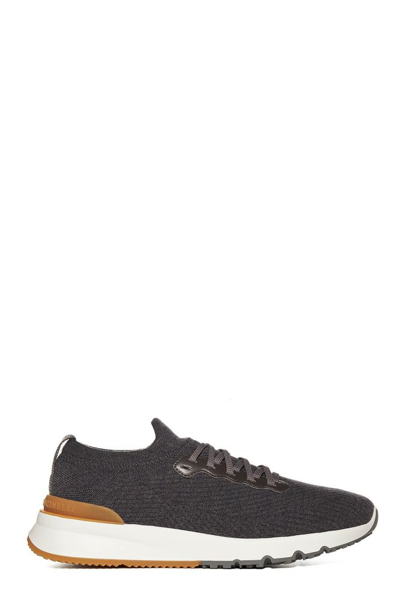 Brunello Cucinelli Grey Knitted Low Top Sneakers