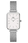 Daniel Wellington Women's Quadro Sterling Silver-tone Stainless Steel Watch 20 X 26mm In White/silver