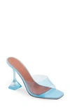 Amina Muaddi 'lupita' Transparent Heeled Slip-ons In Light Blue