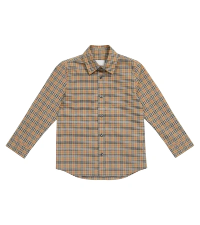 Burberry Kids' Archive Check Stretch-cotton Shirt In Beige
