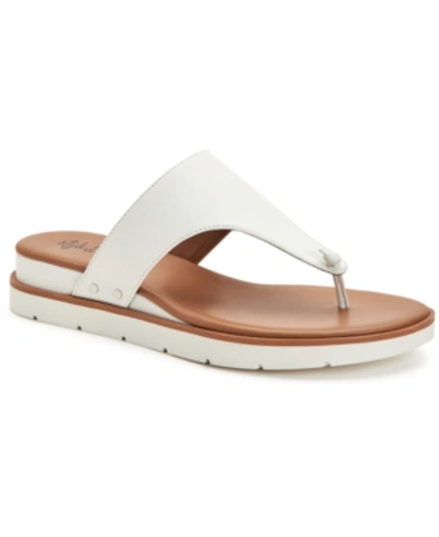 Style & Co Emmaa Womens Faux Leather Slip On Thong Sandals In White