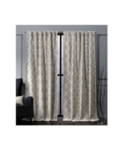 Exclusive Home Nicole Miller Treillage Woven Blackout Hidden Tab Top 52" X 84" Curtain Panel Pair In Natural