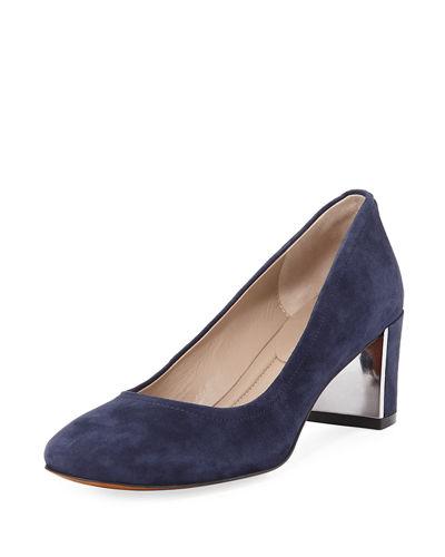 Donald J Pliner Suede Stitched Plate-heel Pump In Orion | ModeSens