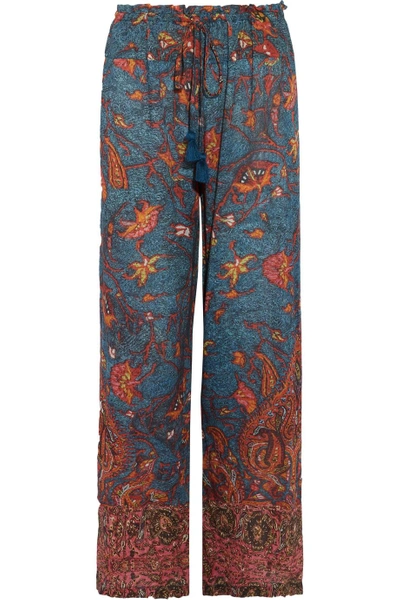 Figue Niara Printed Cotton-blend Broadcloth Wide-leg Pants