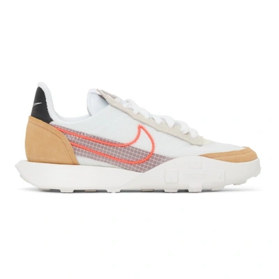 Nike White Waffle Racer 2x Sneakers In White/bright Crimson/team Red