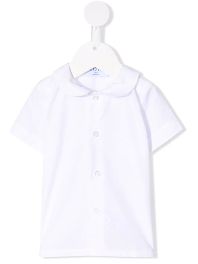 Siola Babies' Peter Pan-collar Cotton Shirt In 白色
