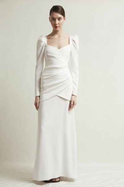 Stefano De Lellis Kira Long Sleeve Crepe Gown