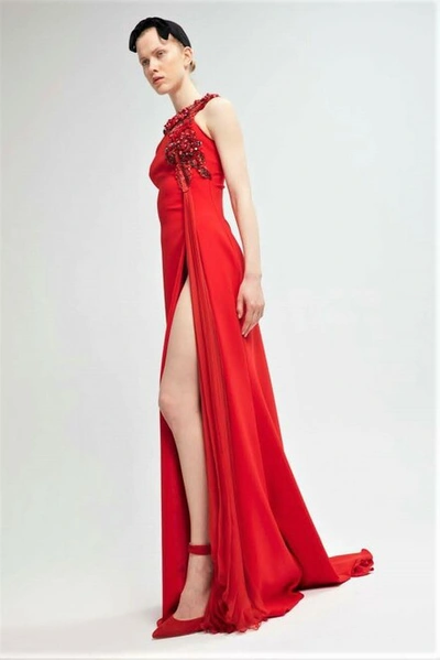 Yolancris Embellished Slit Gown