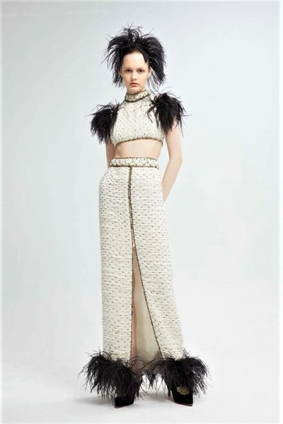 Yolancris Feathered Top And Skirt