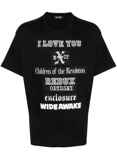 Raf Simons Mens Black I Love You Text-print Cotton-jersey T-shirt L