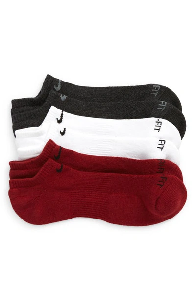 Nike Dry 3-pack Everyday Plus No Show Socks In Team Red/ White/ Black Heather