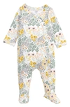 Nordstrom Baby Babies' Print Footie In White Folliage Floral