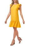 Cece Flutter Sleeve Shift Dress In Golden Hour