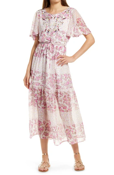 French Connection Ezeke River Floral Dress In 10-summer White Multi